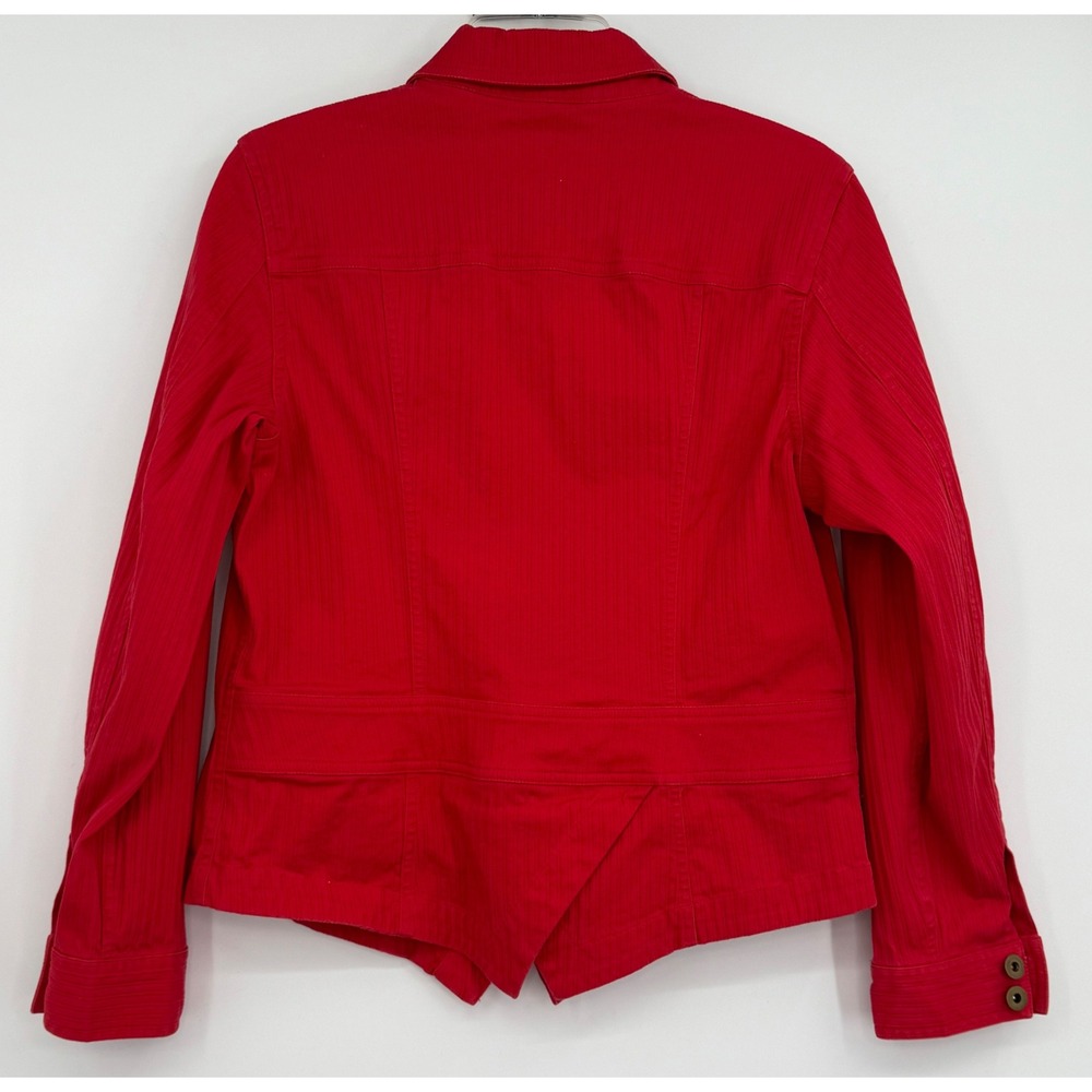 Coldwater Creek Women's Cotton Red Denim Button‎ Down Jacket 8 Casual Preppy Y2K - Picture 2 of 15